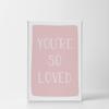 Smile Art Design You're So Loved Lettering Pink Background CANVAS PRINT Kids Room Decor Wall Art Baby Room Decor Kids Room Decor Nursery Decor Ready to Hang Made in the USA 28x19 view 2