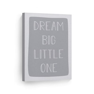 Smile Art Design Dream Big Little One Lettering Blue Background CANVAS PRINT Kids Room Decor Wall Art Baby Room Decor Kids Room Decor Nursery Decor Ready to Hang Made in the USA 17x11