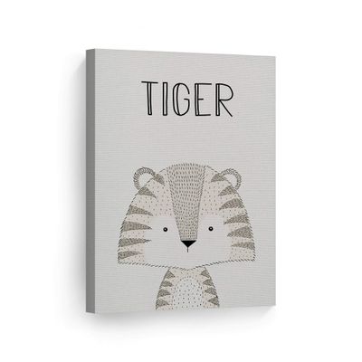 Smile Art Design Pretty Tiger Painting and Lettering Cream Background CANVAS PRINT Kids Room Decor Wall Art Baby Room Decor Kids Room Decor Nursery Decor Ready to Hang Made in the USA 40x30