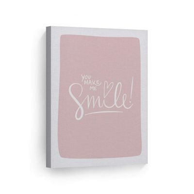 Smile Art Design You Make Me Smile Lettering Pink Background CANVAS PRINT Kids Room Decor Wall Art Baby Room Decor Kids Room Decor Nursery Decor Ready to Hang Made in the USA 40x30