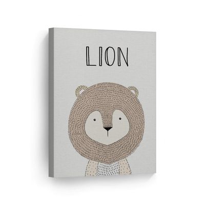 Smile Art Design Pretty Lion Painting and Lettering Cream Background CANVAS PRINT Kids Room Decor Wall Art Baby Room Decor Kids Room Decor Nursery Decor Ready to Hang Made in the USA 28x19