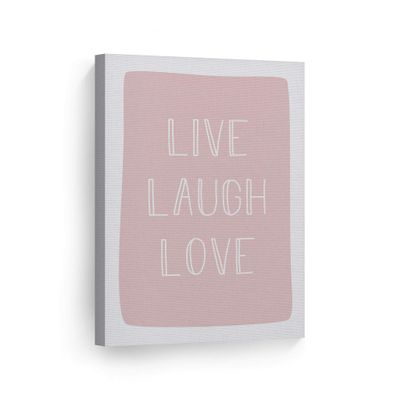 Smile Art Design Live Laugh Love Lettering Pink Background CANVAS PRINT Kids Room Decor Wall Art Baby Room Decor Kids Room Decor Nursery Decor Ready to Hang Made in the USA 22x15