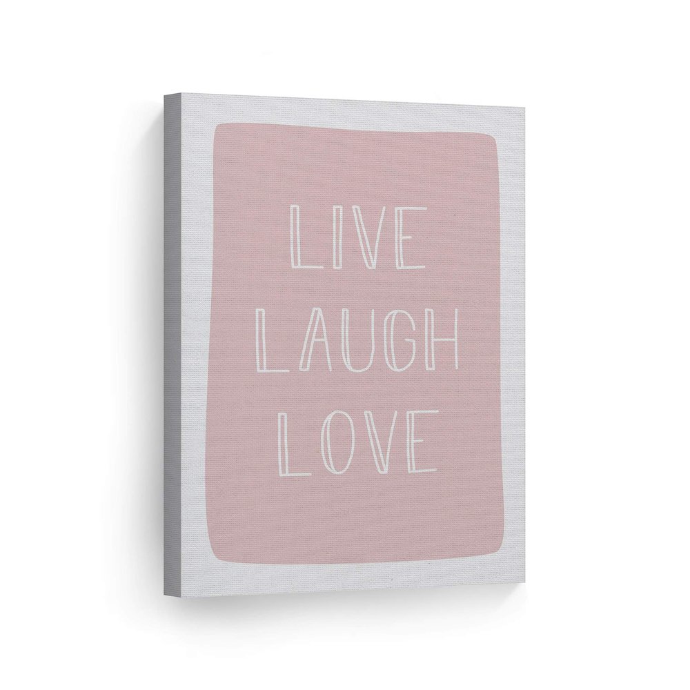 Smile Art Design Live Laugh Love Lettering Pink Background CANVAS PRINT Kids Room Decor Wall Art Baby Room Decor Kids Room Decor Nursery Decor Ready to Hang Made in the USA 22x15