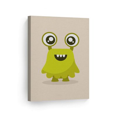 Smile Art Design Lovely Green Monster Cream Background CANVAS PRINT Kids Room Decor Wall Art Baby Room Decor Kids Room Decor Nursery Decor Ready to Hang Made in the USA 40x30