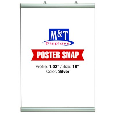Poster Snap Set for 18" Poster Width 1.02" Silver Anodized Aliminum