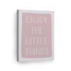 Smile Art Design Enjoy The Little Things Lettering Pink Background CANVAS PRINT Kids Room Decor Wall Art Baby Room Decor Kids Room Decor Nursery Decor Ready to Hang Made in the USA 22x15 view 1