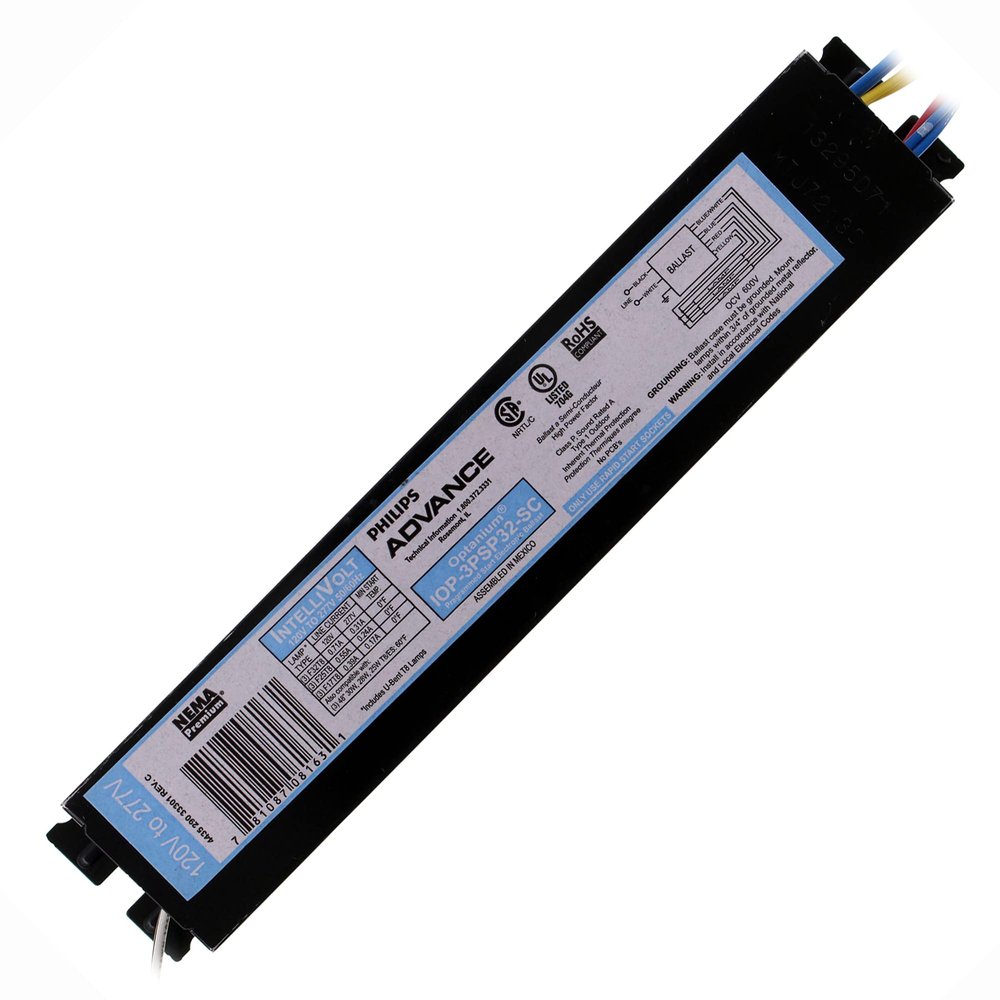 PHILIPS Advance IOP3PSP32SC35I (3) 32 Watt F32T8 Lamp Electronic Fluorescent Ballast 120-277 Volt Optanium
