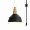 ANYE 15ft Plug-in UL On/Off Dimmer Switch Cord Black Shade Light Wooden Light Socket Cafe Lights Loft Style Simple Metal Ceiling Lamp for Dining Room Cafe Restaurant Bulbs Not Included view 1
