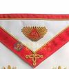 Bricks Masons 18th Degree Scottish Rite Apron - White & Red Moire Gold Hand Embroidery view 3