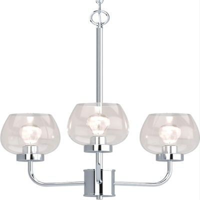Volume Lighting Aria 3-Light Polished Nickel Indoor Hanging Chandelier with Clear Glass Shade 5503-93
