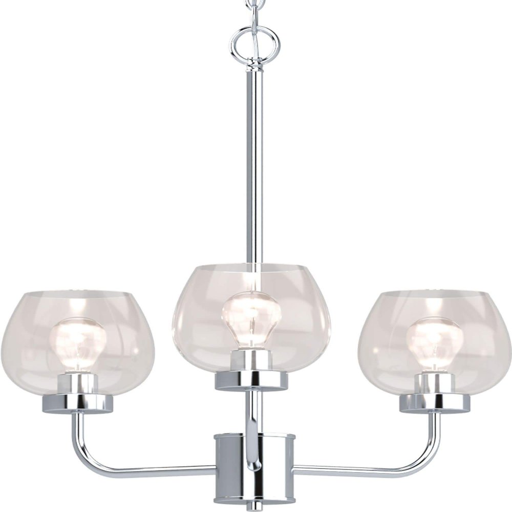 Volume Lighting Aria 3-Light Polished Nickel Indoor Hanging Chandelier with Clear Glass Shade 5503-93