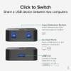 Plugable USB 3.0 Sharing Switch, One-Button USB A Switch to Share Devices Between 2 Computers | KVM Switch for Keyboards, Docking Stations & More view 2