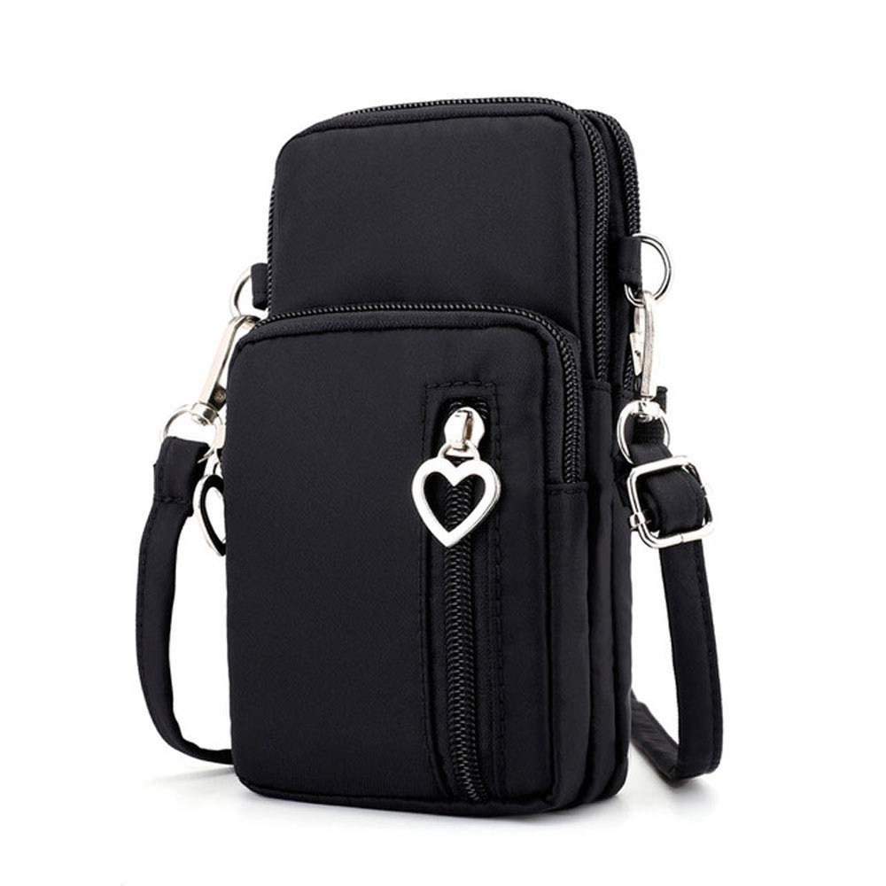 Zipper Crossbody Bag, Women Oxford 3-Layers Wristlet Shoulder Pouch Wallet Purse Armband Compatible for iPhone 17 16 15 14 13 12 11 Pro Max Samsung Galaxy S26 S25 FE Google Pixel 10 9 8 7 Pro