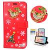 STENES Bling Case Compatible with Google Pixel 3 - Stylish - 3D Handmade Snow Santa Claus Elk Magnetic Wallet Credit Card Slots Fold Stand Leather Cover Compatible with Google Pixel 3 - Red view 1