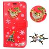 STENES Bling Case Compatible with Google Pixel 3 - Stylish - 3D Handmade Snow Santa Claus Elk Magnetic Wallet Credit Card Slots Fold Stand Leather Cover Compatible with Google Pixel 3 - Red view 2