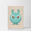 Smile Art Design Lovely Blue Monster Cream Background CANVAS PRINT Kids Room Decor Wall Art Baby Room Decor Kids Room Decor Nursery Decor Ready to Hang Made in the USA 28x19 view 2