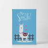 Smile Art Design You Make Me Smile! Cute Alpaca Illustration Blue Background CANVAS PRINT Kids Room Decor Wall Art Baby Room Decor Kids Room Decor Nursery Decor Ready to Hang Made in the USA 28x19 view 2