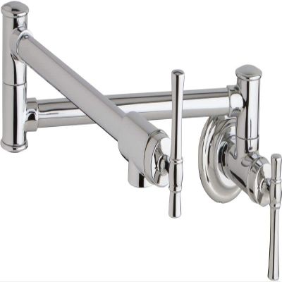 Elkay LKEC2091CR Single Hole Wall Mount Pot Filler Kitchen Faucet with Lever Handles, Chrome