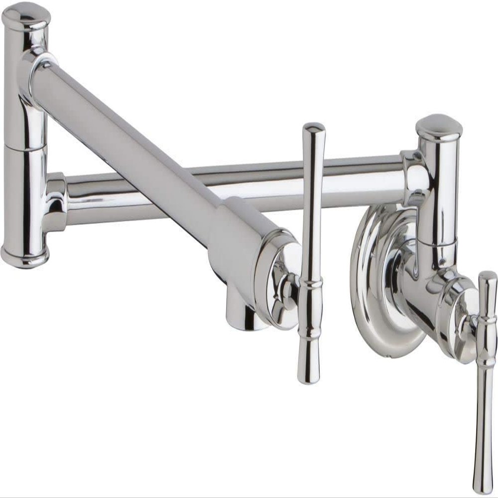 Elkay LKEC2091CR Single Hole Wall Mount Pot Filler Kitchen Faucet with Lever Handles, Chrome