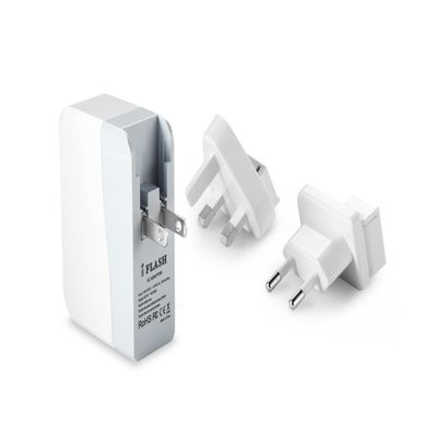 iFlash 20W / 4A Quad-Port USB Wall Charger/Portable Travel Charger - Simultaneous, Full-Speed Charging (International Version, White Color)