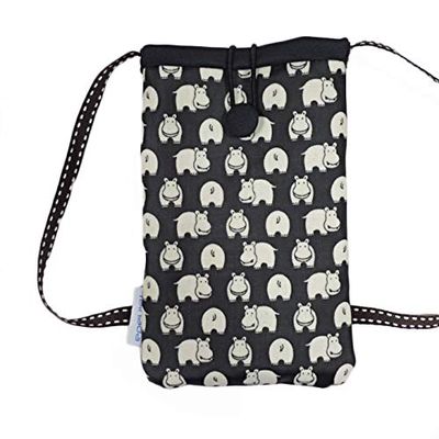 Tainada Small Crossbody Phone Shoulder Purse Bag Zipper Pouch (Hippo Black)