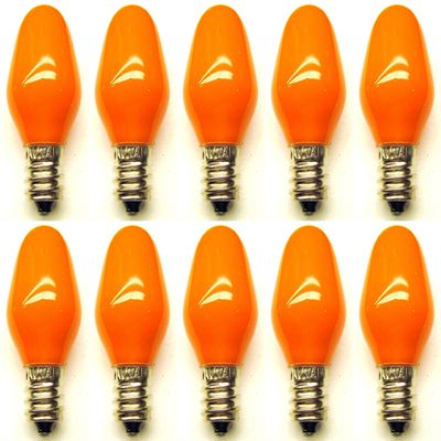 CEC Industries #7C7 CO 120V (Orange) Bulbs, 120 V, 7 W, E12 Base, C-7 Shape (Box of 10)