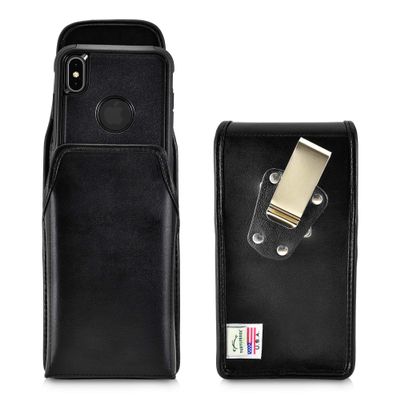 Turtleback Belt Case Designed for iPhone 11 Pro Max (2019) / XS Max (2018) Fits with OB Commuter, Vertical Holster Black Leather Pouch with Heavy Duty Rotating Belt Clip,