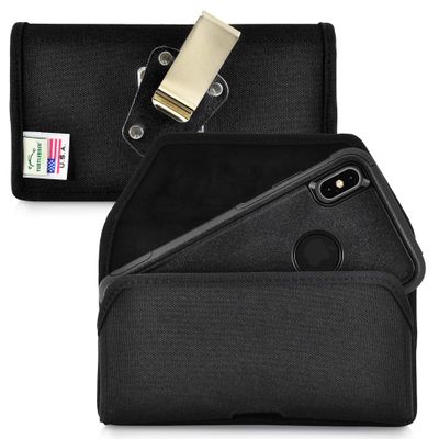 Turtleback Belt Clip Case Designed for iPhone 11 Pro Max (2019) / XS Max (2018) Fits with OB Commuter, Black Nylon Holster Pouch with Heavy Duty Rotating Belt Clip, Horizontal