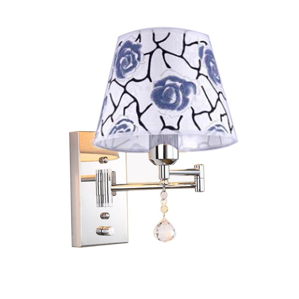 ZJZTD Wall Sconce with Switch Swing Arm Bedroom Bedside Study Metal and Cloth Shade Creative Wall Lamp (Color : 32cm25cm)