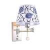ZJZTD Wall Sconce with Switch Swing Arm Bedroom Bedside Study Metal and Cloth Shade Creative Wall Lamp (Color : 32cm25cm) view 1