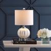 JONATHAN Y Pearl Glass Bedside Table Lamp Ribbed 17.5", White/Chrome view 2