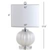 JONATHAN Y Pearl Glass Bedside Table Lamp Ribbed 17.5", White/Chrome view 3