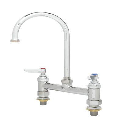 T&S Brass B-0321-CC-CR 8-Inch C/C Deck Mount Faucet, Swivel Gooseneck, Lever Handles, 00CC Inlets and Ceramas