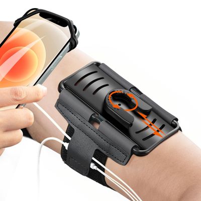 Newppon Cell Phone Running Armband - Detachable & 360 Rotatable Universal Cellphone Arm Band for iPhone 17 16 15 14 13 Pro Max Plus Samsung Galaxy Note S24 S23 for Workout Exercising Walking Jogging