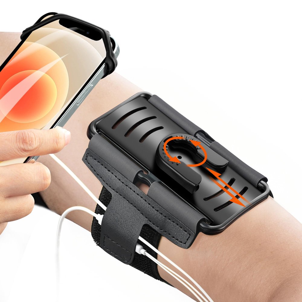 Newppon Cell Phone Running Armband - Detachable & 360 Rotatable Universal Cellphone Arm Band for iPhone 17 16 15 14 13 Pro Max Plus Samsung Galaxy Note S24 S23 for Workout Exercising Walking Jogging