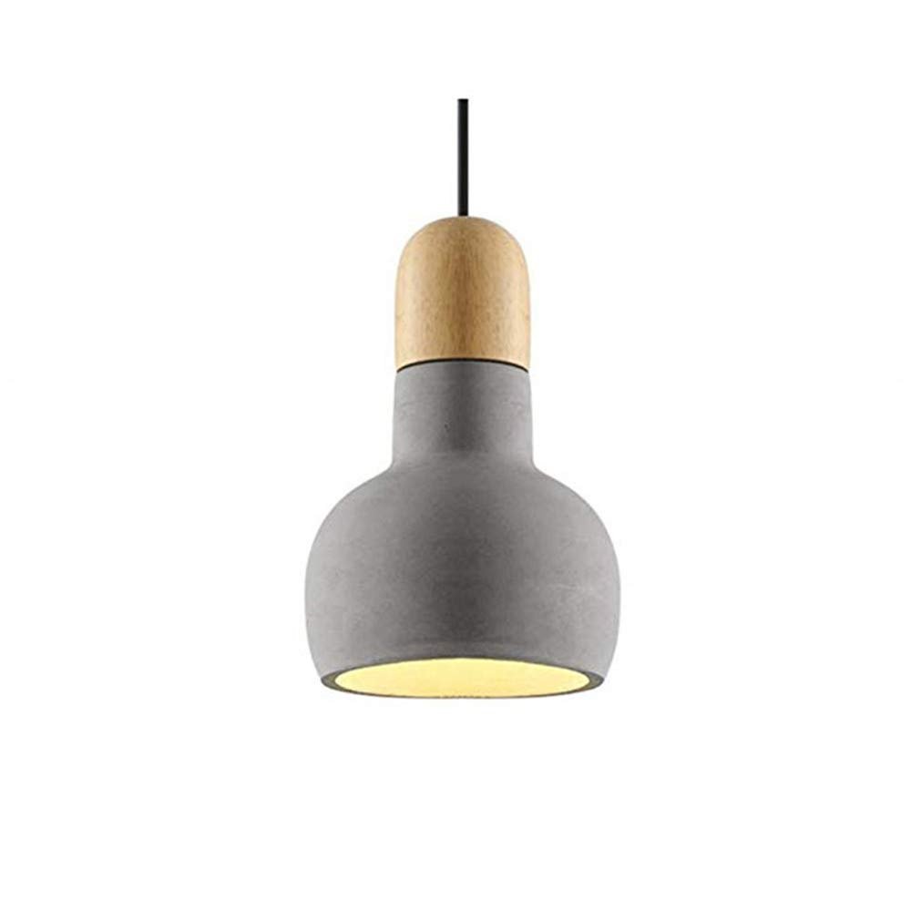 Mini Pendant Light Natural Wood with Gray Concrete Shade Vintage Modern Industrial Farmhouse Lighting Fixture