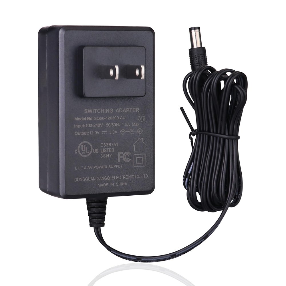 YUNBO 12V 3A Power Supply 36W UL Listed AC100-240V with 5.5x2.1mm Plug