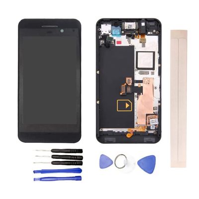 JayTong LCD Display & Replacement Touch Screen Digitizer Assembly with Free Tools for Black-Berry Z10 with Frame 4G Version Black