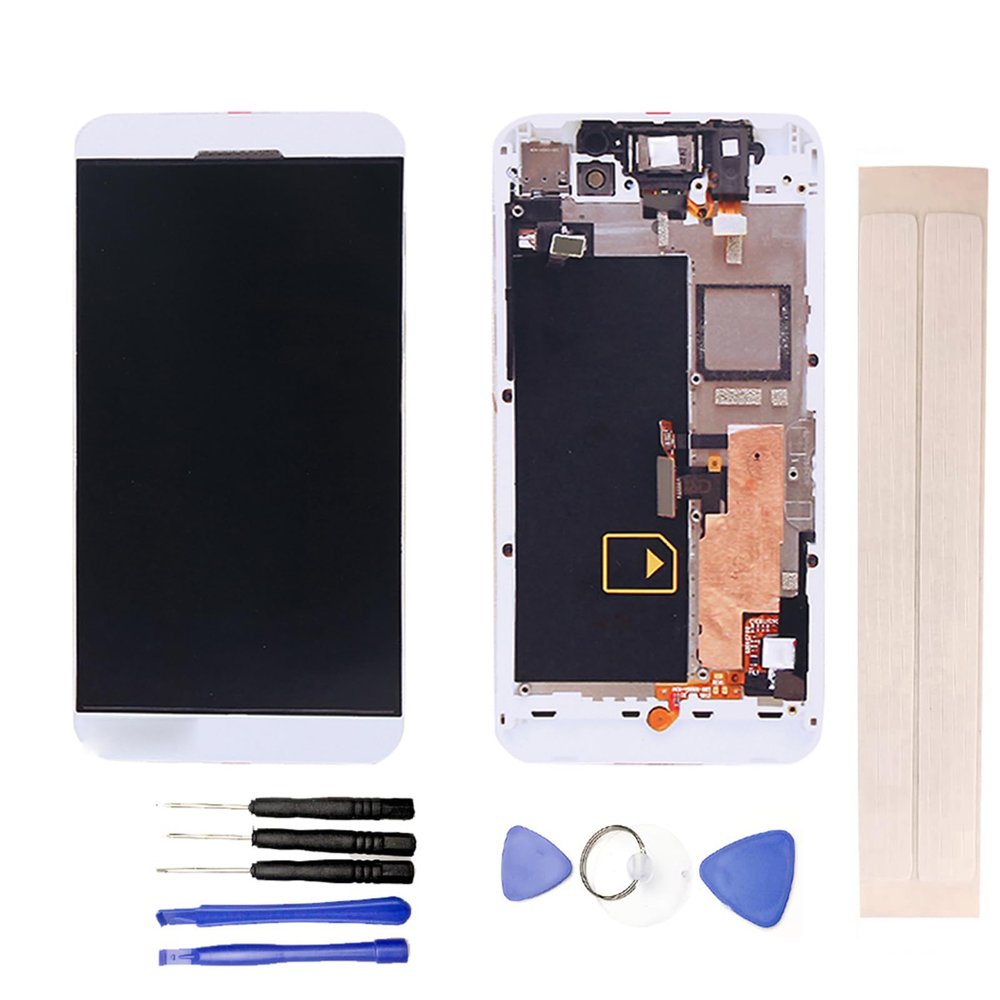 JayTong LCD Display & Replacement Touch Screen Digitizer Assembly with Free Tools for Black-Berry Z10 with Frame 4G Version White