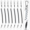 BB Hapeayou Fishing Lanyard (7Pcs) Safety Retractable Coiled Tether with Carabiner and Split Ring for Pliers, Boating, Tools(Black) view 1