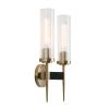 Permo Vintage Bronze Double Sconce Antique 2-Lights Wall Sconces with Dual 2.8" Cylindrical Clear Glass Shade view 1