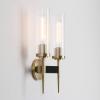 Permo Vintage Bronze Double Sconce Antique 2-Lights Wall Sconces with Dual 2.8" Cylindrical Clear Glass Shade view 3