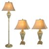 Fangio Lighting 5064 Silver Metal and Glass Lamp Set, Silver, 3-Piece view 1