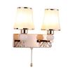 ZJZTD E27 Pull Chain Wall Light Lamp Metal Glass Shade for Bedside Lamp/Living Room/Wall Sconce/Stair Lamp, Gold Color (Size : Double Head) view 1