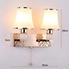 ZJZTD E27 Pull Chain Wall Light Lamp Metal Glass Shade for Bedside Lamp/Living Room/Wall Sconce/Stair Lamp, Gold Color (Size : Double Head) view 2