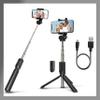 Pokanic Selfie Stick Tripod with Wireless Remote Controller Pouch Extendable Adjustable Stand Mount Light-Weight V-Log Compatible with All Apple iPhone, Samsung Galaxy (Black) view 1