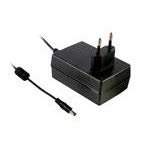 Mean Well GSM36E12-P1J Wall Mount AC Medical Adapters 36W 12V 3A, DC P1J ID 2.1 x OD 5.5 C+ Female Barrel Plug, AC 2 pin Euro Plug, Input: 80~264VAC.
