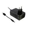 Mean Well GSM36E12-P1J Wall Mount AC Medical Adapters 36W 12V 3A, DC P1J ID 2.1 x OD 5.5 C+ Female Barrel Plug, AC 2 pin Euro Plug, Input: 80~264VAC. view 1