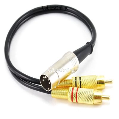CablesOnline 1ft 5-Pin Din Male to 2-RCA Male Professional Grade Audio Cable for Bang & Olufsen, Naim, Quad...Stereo Systems (BO-201K)