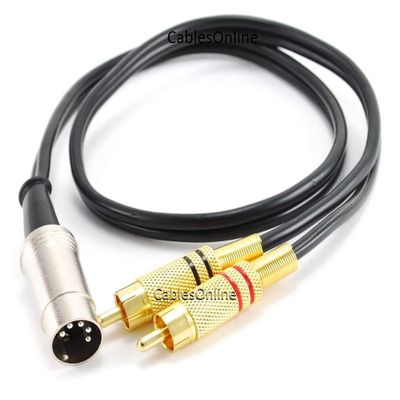 CablesOnline 2ft 5-Pin Din Male to 2-RCA Male Professional Grade Audio Cable for Bang & Olufsen, Naim, Quad...Stereo Systems (BO-202K)
